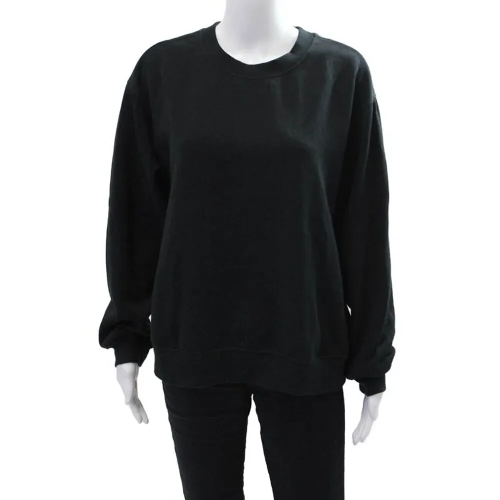 Z Supply Womens Long Sleeve Crew Neck Sweatshirt Black Cotton Size Medium